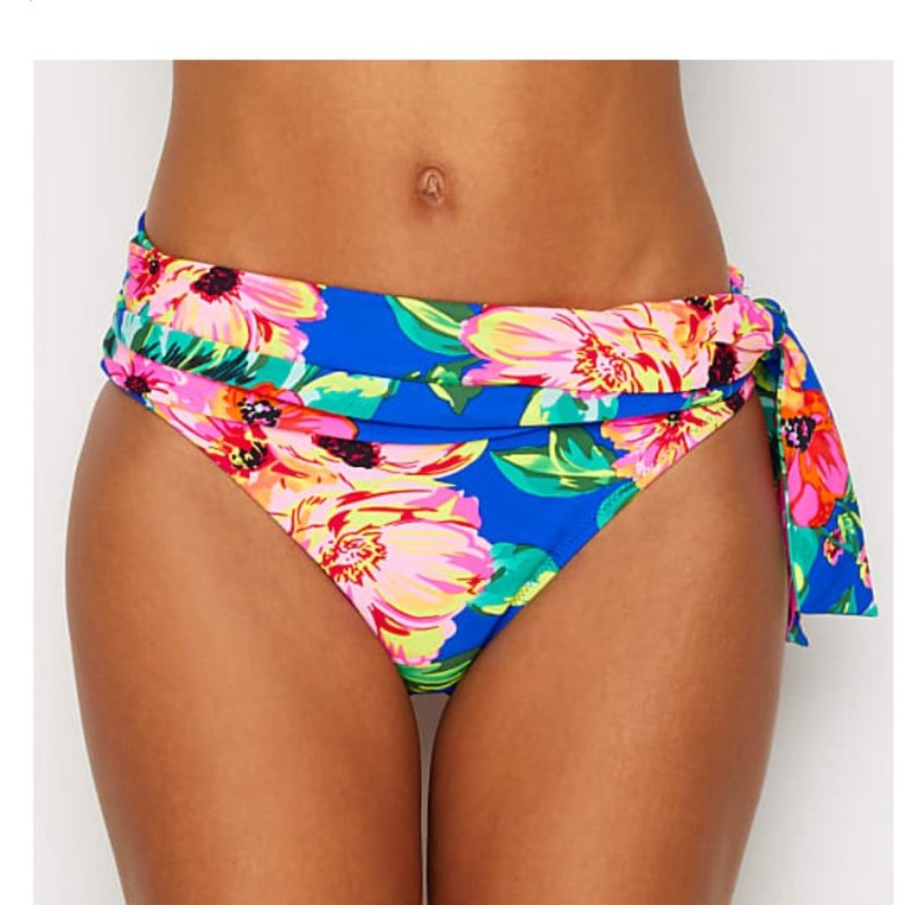 Pour Moi Floral Fold Over Tie Brief Bikini Bottom